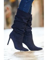 Sosandar - Belle Suede Heeled Slouch High Leg Boot - Lyst