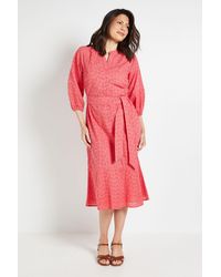Wallis - Broderie Puff Sleeve Midi Dress - Lyst