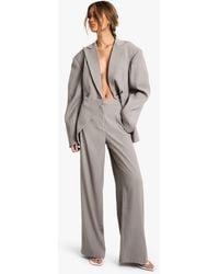 Boohoo - Woven Tailored Slim Straight Leg Pants - Lyst