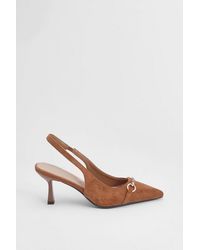 Wallis - Amelia Faux Suede Snaffle Detail Kitten Heel Slingback Court Shoes - Lyst