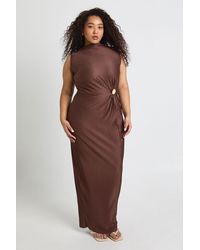 Boohoo - Plus Trim Plisse High Neck Maxi Dress - Lyst