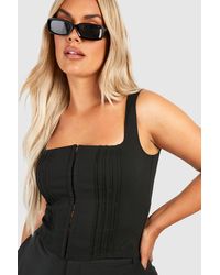 Boohoo - Plus Seam Detail Hook And Eye Corset Top - Lyst