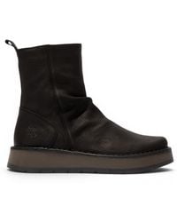 Fly London - Suede Leather Zip Up Platform Ankle Boots - Lyst