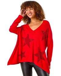 Roman - Star Print Hanky Hem Knit Jumper - Lyst