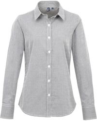 PREMIER - Ladies Microcheck Long Sleeve Shirt Cotton - Lyst