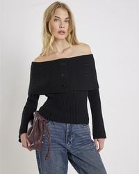 River Island - Jumper Knitted Long Sleeve Bardot - Lyst