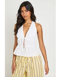 Boohoo - Tie Front Halter Top - Lyst