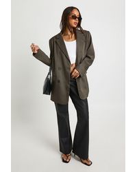 Boohoo - Faux Leather V Waistband Flare Trouser - Lyst