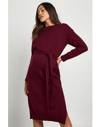 Boohoo - Maternity Crew Neck Jumper Midi Dress - Lyst
