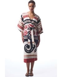 Penti - Cotton Geometric Maxi Kimono With Belt - Lyst