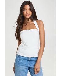 Boohoo - Ruched Square Neck Halter Top - Lyst
