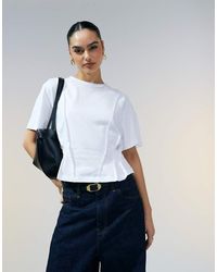 ASOS - Seam Detail Short Sleeve Corset Waist T-Shirt - Lyst