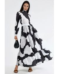 Msn-Collection - Maxi Dress With Tie Detail And Half Turtleneck - Lyst