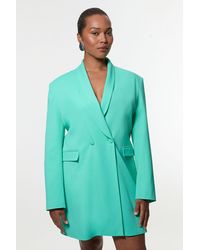Karen Millen - Plus Size Polished Tailored Double Breasted Sinch Detail Blazer Mini Dress - Lyst
