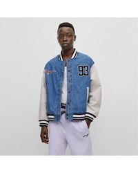 HUGO - Solid Patterned Denim Jacket - Lyst