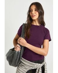 Boohoo - Rib Double Layer Racer Cap Sleeve Top - Lyst
