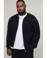 BoohooMAN - Plus Basic Regular Fit Knitted Bomber Jacket - Lyst