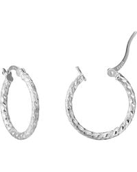 The Jewellery Stockroom - Sterling 20Mm Diamond-Cut Creole Hoop Earrings - Lyst