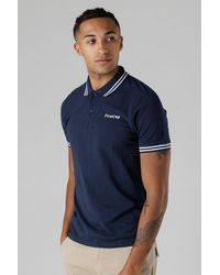 Firetrap - Regular Fit Cotton Button Polo Shirt With Stripe Detail - Lyst