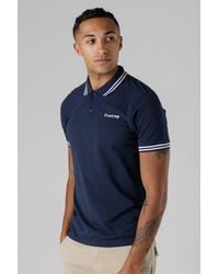 Firetrap - Regular Fit Cotton Button Polo Shirt With Stripe Detail - Lyst