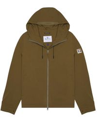 Aquascutum - Active Hooded Stretch Windbreaker Army Jacket - Lyst