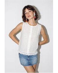 Bianco Lucci - Cotton Sleeveless Crew Neck Blouse - Lyst