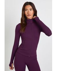 Boohoo - Contour Ribbed Zip Through Active Jacket - Lyst
