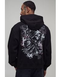 BoohooMAN - Oversized Boxy Worldwide Gothic Graphic Hoodie - Lyst