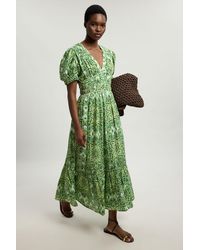 Karen Millen - Double Cloth Tile Print Contrast Piping Midi Dress - Lyst