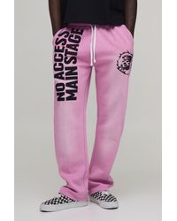 BoohooMAN - Straight Fit Main Stage Applique Rhinestone Joggers - Lyst