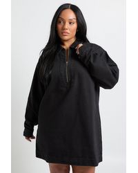 Boohoo - Plus Denim Zip Up Shift Dress - Lyst