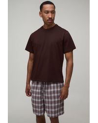 BoohooMAN - Regular Fit T-Shirt & Check Lounge Short Set - Lyst
