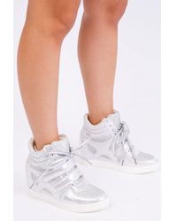 Where's That From - Hitop Wedge Trainers With A Front Lace Up And Velcro - Lyst