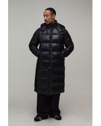 BoohooMAN - Regular Fit Longline High Shine Puffer Jacket - Lyst