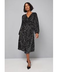Wallis - Sequin Velvet Twist Midi Dress - Lyst