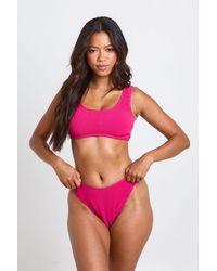 Boohoo - Textured High Leg Bikini Bottom - Lyst