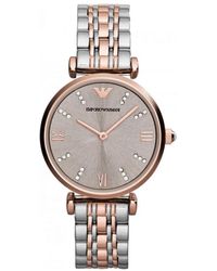 Emporio Armani - Gianni T-bar Multicolour Watch Ar1840 Stainless Steel - Lyst