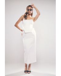 MissPap - Premium Bonded Satin Corset Midaxi Dress - Lyst