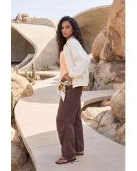 Boohoo - Seam Detail Drawstring Hem Twill Wide Leg Trousers - Lyst