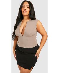 Boohoo - Plus Plunge Corset Detail Top - Lyst
