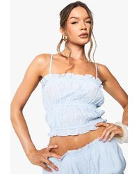 Boohoo - Textured Stripe Ruffle Cami - Lyst