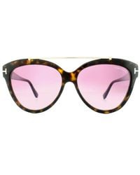 Tom Ford - Sunglasses 0518 Livia 52Z Dark Havana Gradient Mirror - Lyst