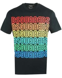 DSquared² - Cool Fit Multi Colour Logos T-Shirt Cotton - Lyst