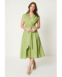PRINCIPLES - Linen Blend Belted Midi Dress - Lyst