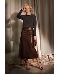 Izabel London - Faux Leather High Waist Midi Skirt - Lyst