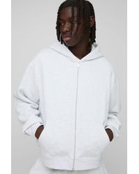 BoohooMAN - Basic Oversized Boxy Zip Through Hoodie - Lyst