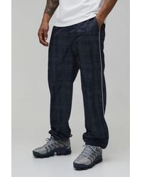 BoohooMAN - Relaxed Fit Check Print Nylon Trouser - Lyst