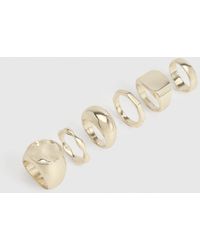 Boohoo - Statement Chunky Rings 6 Pack - Lyst