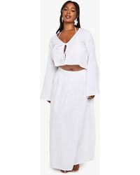 Boohoo - Plus Cheesecloth Tie Maxi Skirt - Lyst