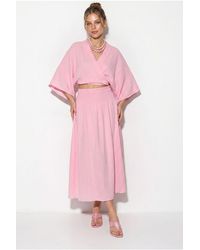 Bianco Lucci - Cotton Two-Piece Blouse And Midi Skirt Set - Lyst